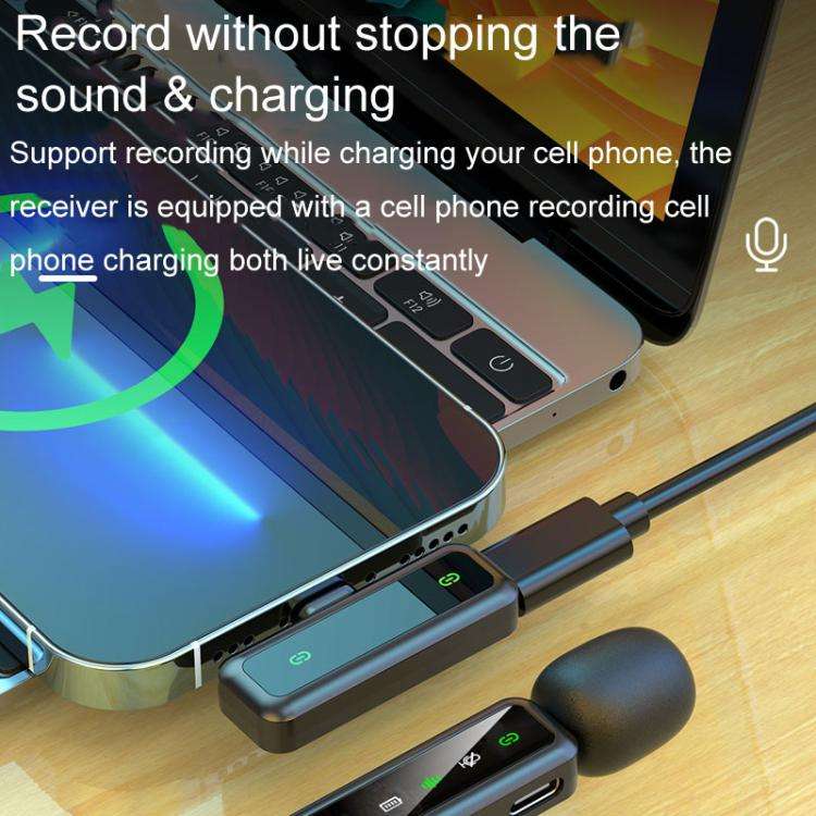 H63 Wireless Lavalier Microphone Live Shooting Audio Noise Canceling Device, Style: Dual Mic(8 Pin)