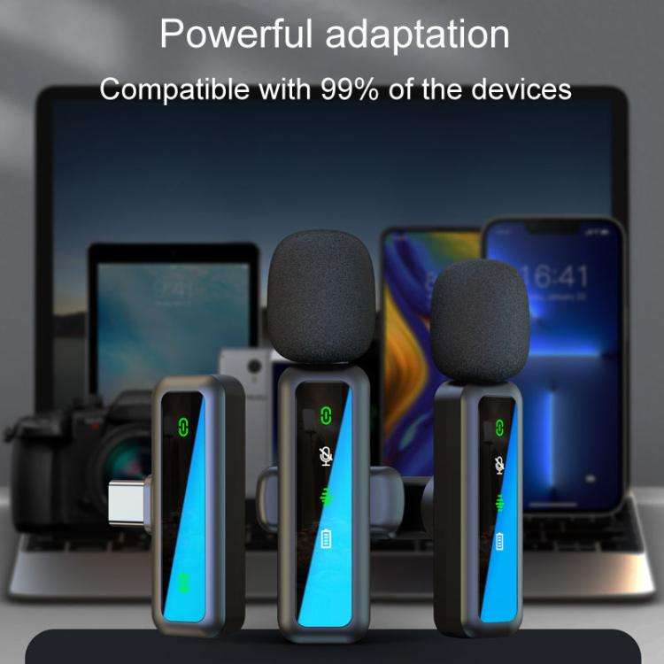 H63 Wireless Lavalier Microphone Live Shooting Audio Noise Canceling Device, Style: Dual Mic(8 Pin)