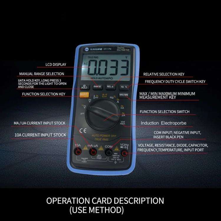 SUNSHINE DT-17N Auto Range Digital Multimeter LCD Display Tester Pen High Precision Measurement O...