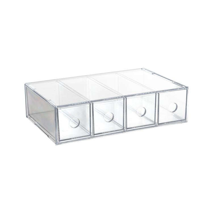 Acrylic Desk Organizer With 4 Drawers Stackable Glasses Display Case Makeup Brush Stationery Stor...
