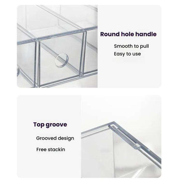 Acrylic Desk Organizer With 4 Drawers Stackable Glasses Display Case Makeup Brush Stationery Stor...