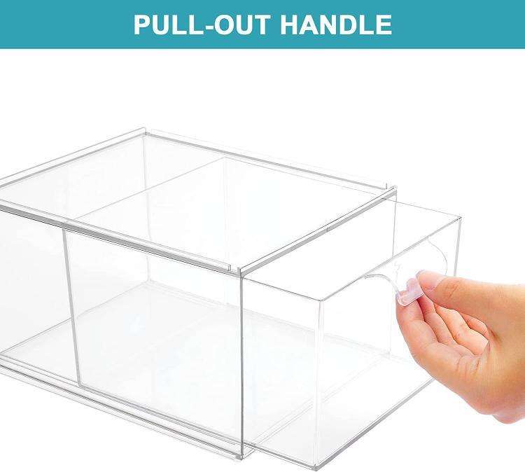 2pcs /Pack Stackable Makeup Drawer Organizer Acrylic Cosmetic Storage Box(Transparent)