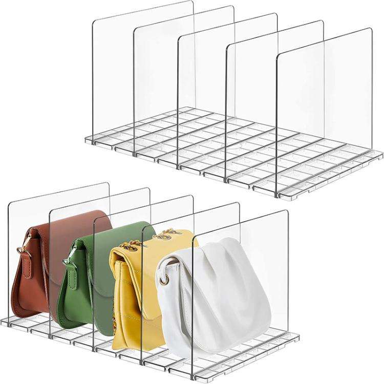6 Bases 8 Dividers Closet Shelf Dividers Partition Accessory Adjustable Clothes Purses Handbag Or...