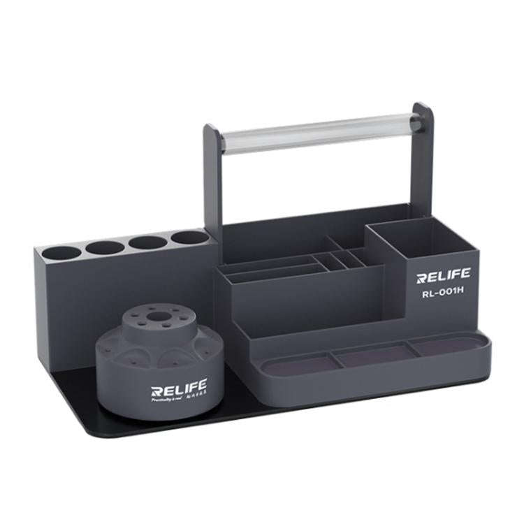 RELIFE RL-001H Rotary Organizer Cell Phone Repair Tool Parts Screwdriver Storage Rack(Gray)