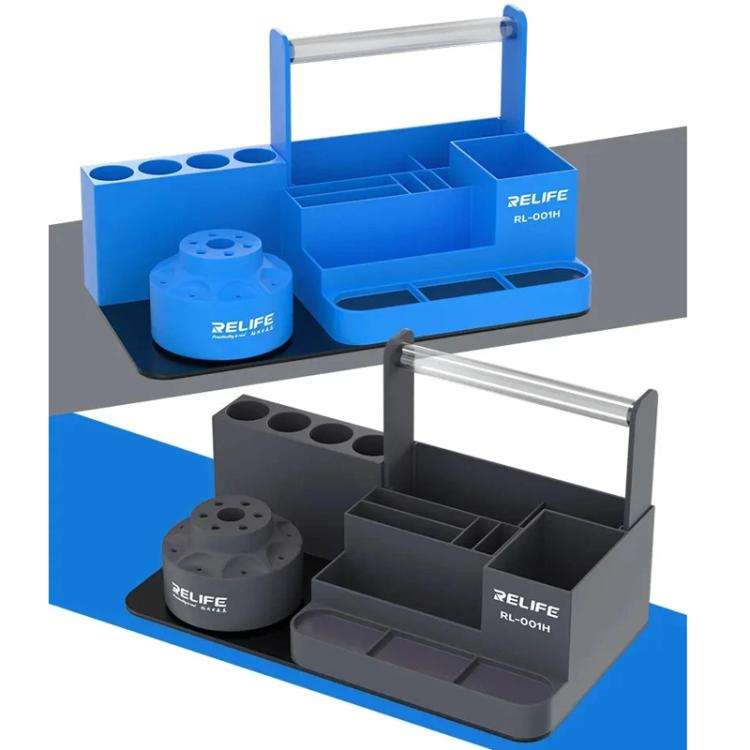 RELIFE RL-001H Rotary Organizer Cell Phone Repair Tool Parts Screwdriver Storage Rack(Blue)