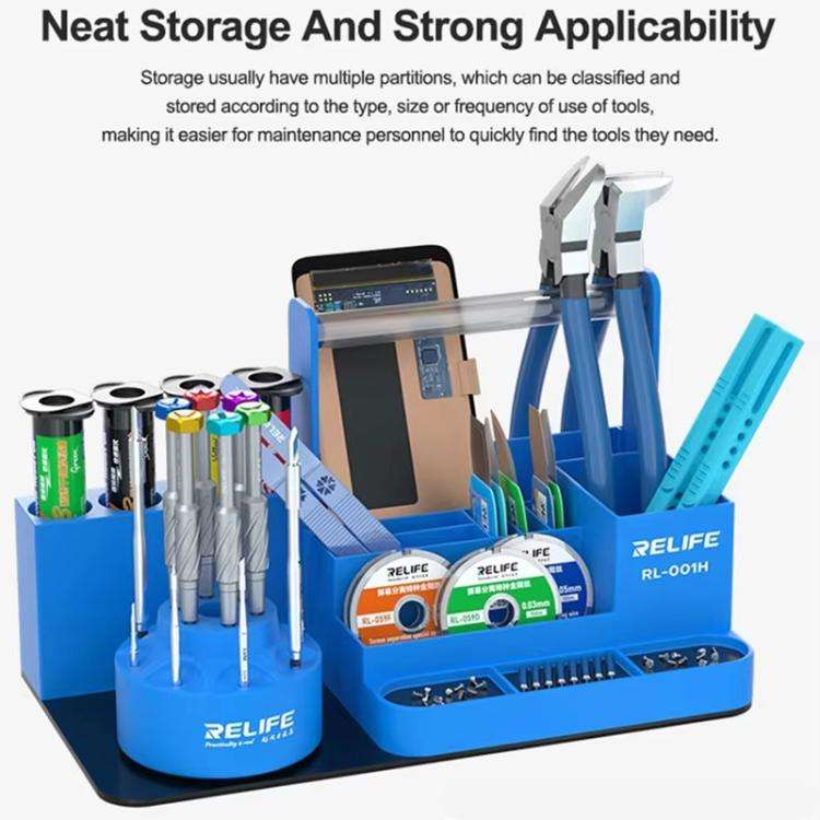 RELIFE RL-001H Rotary Organizer Cell Phone Repair Tool Parts Screwdriver Storage Rack(Gray)
