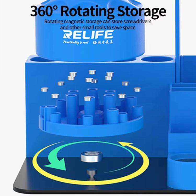 RELIFE RL-001H Rotary Organizer Cell Phone Repair Tool Parts Screwdriver Storage Rack(Blue)