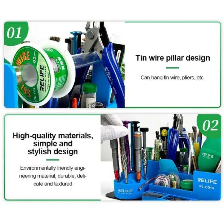 RELIFE RL-001H Rotary Organizer Cell Phone Repair Tool Parts Screwdriver Storage Rack(Blue)