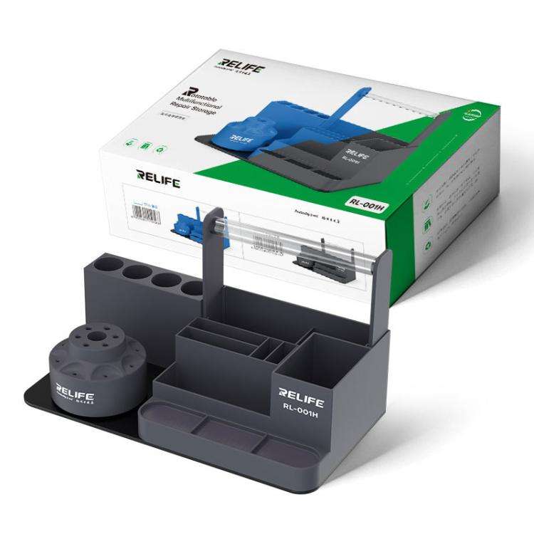 RELIFE RL-001H Rotary Organizer Cell Phone Repair Tool Parts Screwdriver Storage Rack(Gray)
