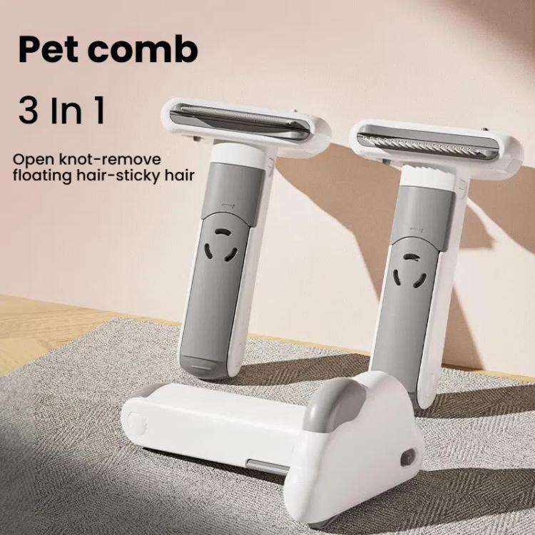 3-in-1 Pet Grooming Comb Sticky Roller for Cats and Dogs, Removes Loose Hair, Detangles, Spec: La...