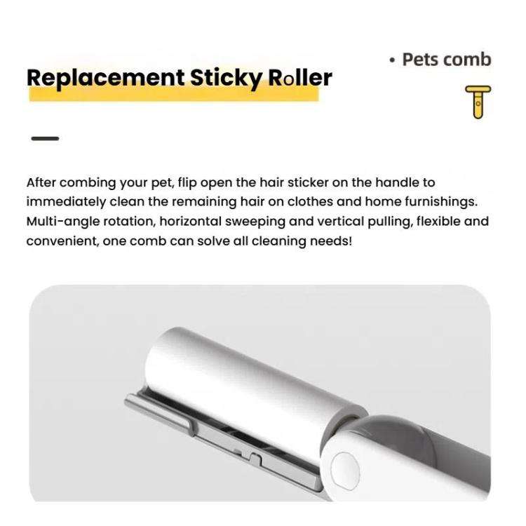 3-in-1 Pet Grooming Comb Sticky Roller for Cats and Dogs, Removes Loose Hair, Detangles, Spec: La...