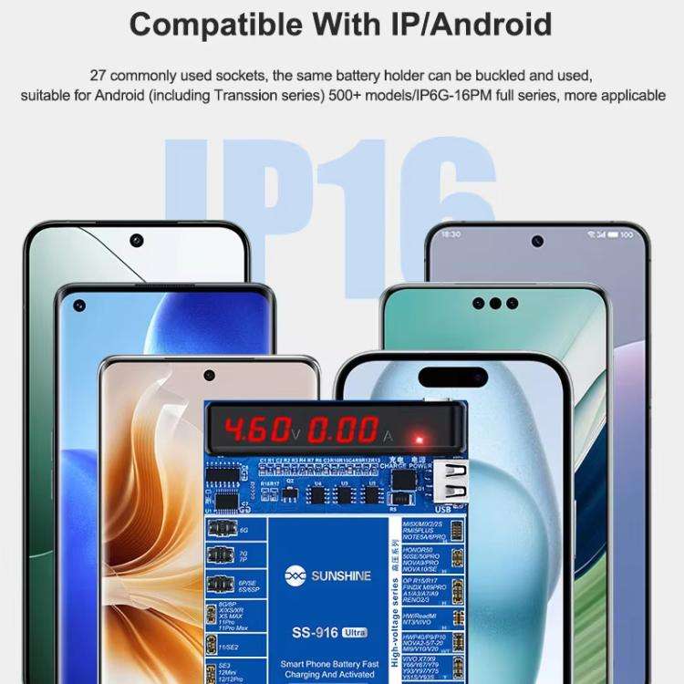 SUNSHINE SS-916 Ultra Charging Activation Fixture 5-9V Adaptive Voltage Support iPhone 16 Series ...