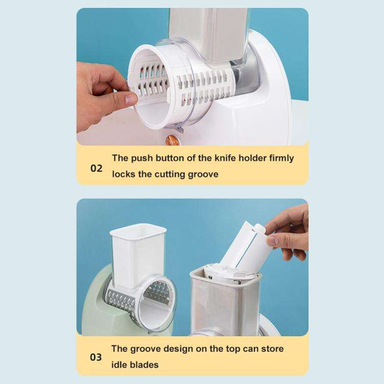 CY-661 3-in-1 Kitchen Multifunctional Roller Electric Vegetable Cutter, Spec: White US Plug