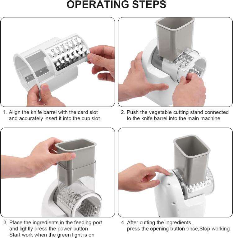 CY-661 3-in-1 Kitchen Multifunctional Roller Electric Vegetable Cutter, Spec: White US Plug