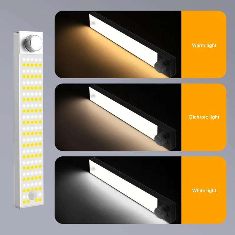 LED Cabinet Light Magnetic Motion Sensor Rechargeable Lamp 128 LEDs 3-color Temperature XN01