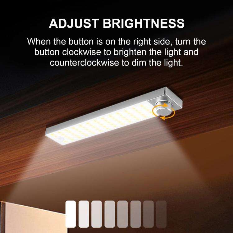 LED Cabinet Light Magnetic Motion Sensor Rechargeable Lamp 128 LEDs 3-color Temperature XN01