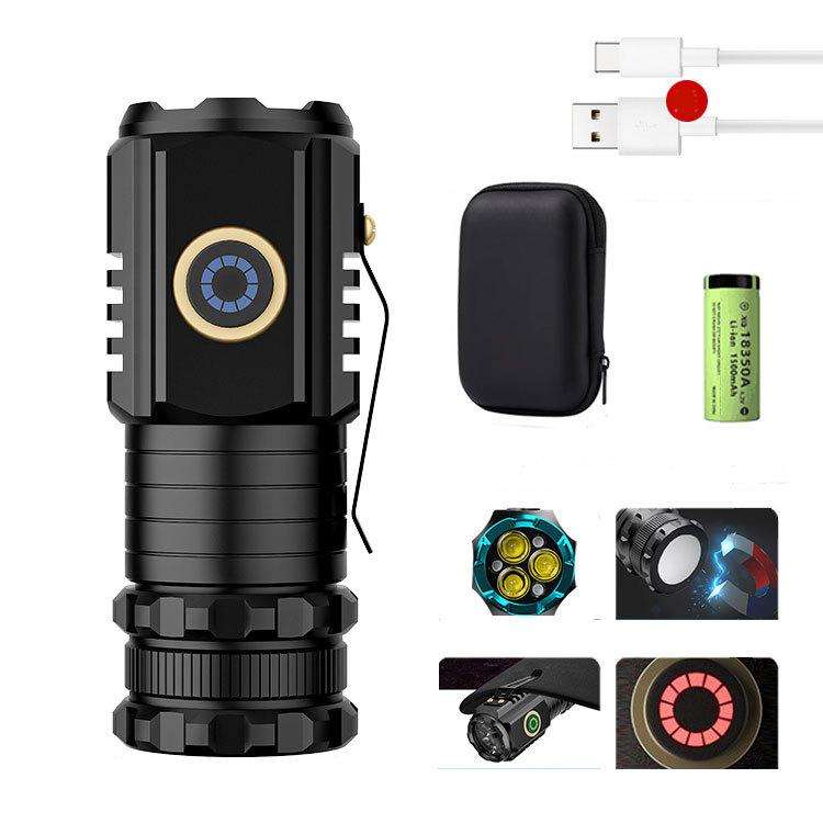 3LED Mini Flashlight Rechargeable Waterproof Torch with Tail Magnet & Battery S350