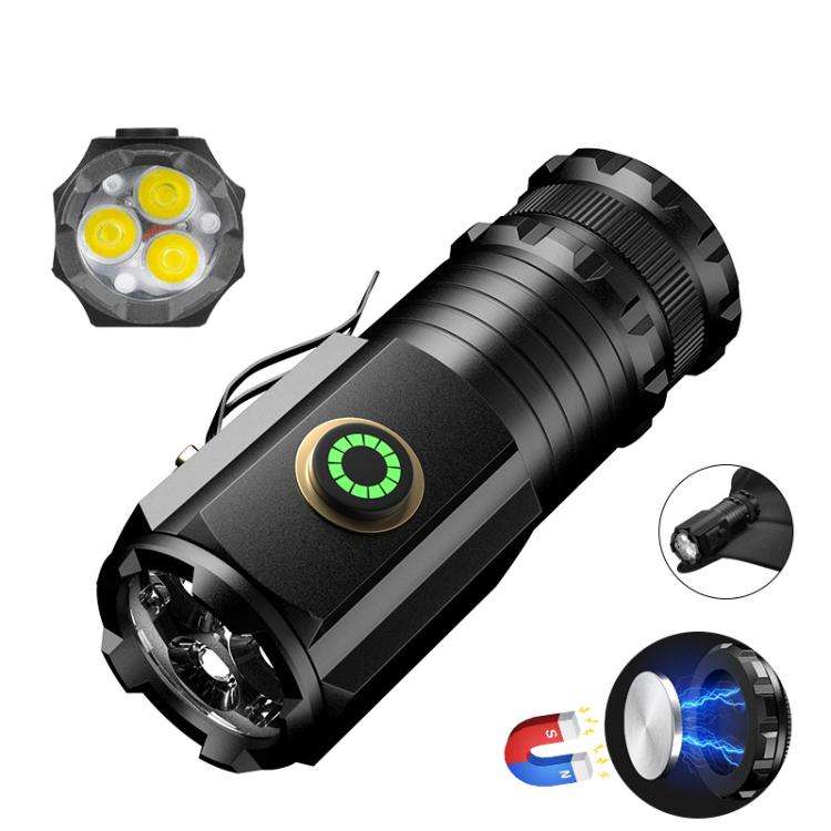 3LED Mini Flashlight Rechargeable Waterproof Torch with Tail Magnet & Battery S400