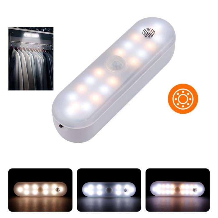 Magnetic LED Cabinet Light Motion Sensor Rechargeable Lamp 20 LEDs 3-color Temperature A68-3A-11cm