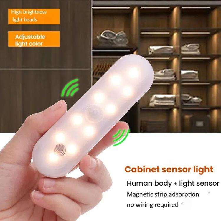 Magnetic LED Cabinet Light Motion Sensor Rechargeable Lamp 20 LEDs 3-color Temperature A68-3A-11cm
