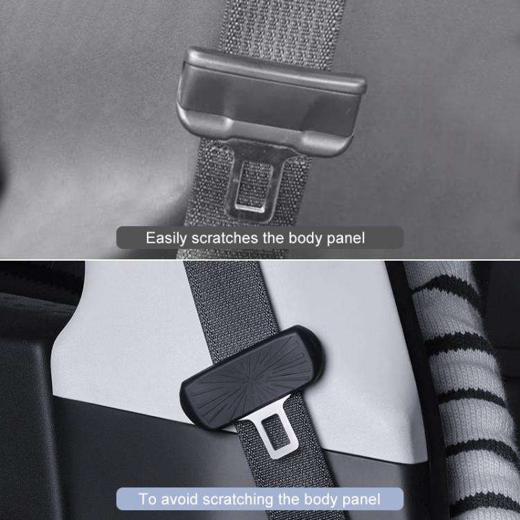 For Tesla Model 3 / Y Car Seat Belt Anti-Collision Silicone Protective Cover(Black)