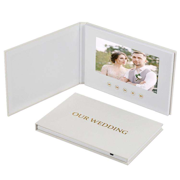 7 Inch IPS Display Multifunctional Commercial Wedding Video Invitation Linen Bound Video Album, S...