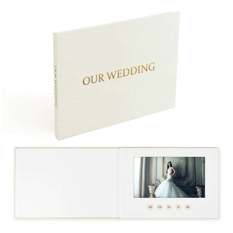 7 Inch IPS Display Multifunctional Commercial Wedding Video Invitation Linen Bound Video Album, S...