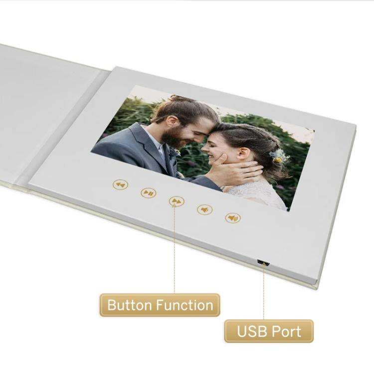 7 Inch IPS Display Multifunctional Commercial Wedding Video Invitation Linen Bound Video Album, S...