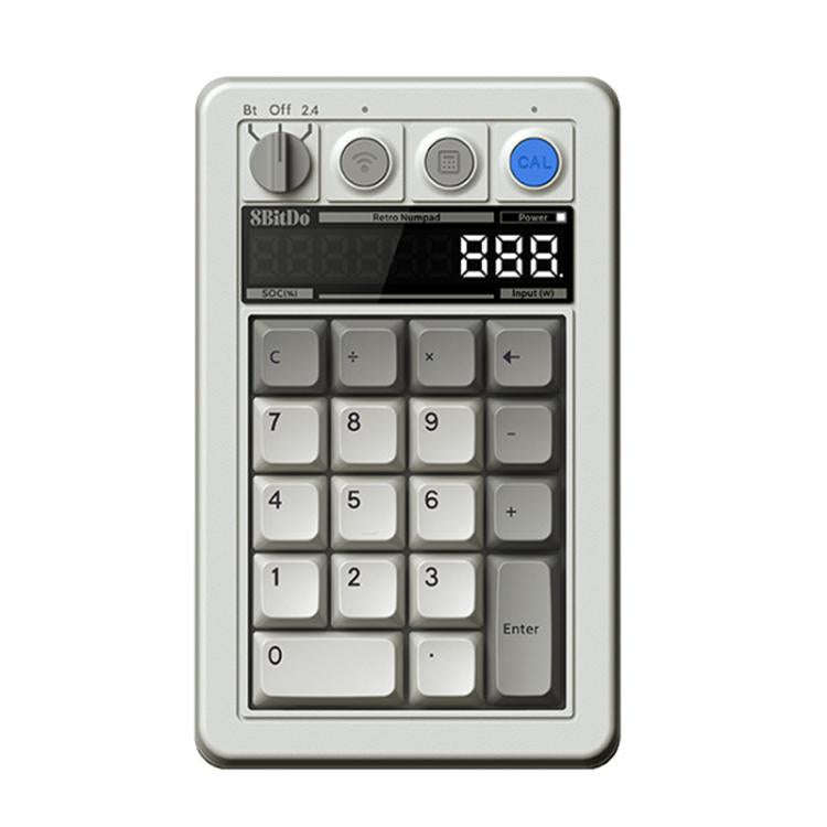 8BitDo Retro18 Tri-mode Connection Computer Mechanical Numeric Keyboard Counter 2 In 1(Light Gray...