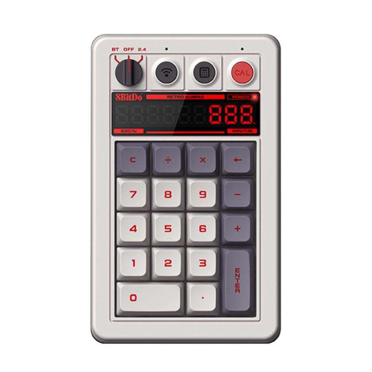 8BitDo Retro18 Tri-mode Connection Computer Mechanical Numeric Keyboard Counter 2 In 1(Gray N Ver...