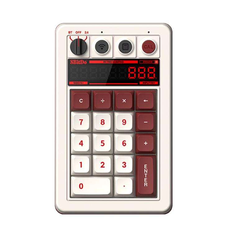 8BitDo Retro18 Tri-mode Connection Computer Mechanical Numeric Keyboard Counter 2 In 1(Red Fami V...