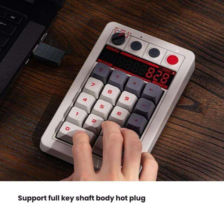8BitDo Retro18 Tri-mode Connection Computer Mechanical Numeric Keyboard Counter 2 In 1(Light Gray...