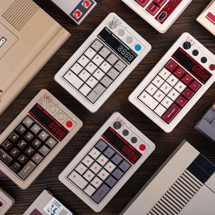 8BitDo Retro18 Tri-mode Connection Computer Mechanical Numeric Keyboard Counter 2 In 1(Red Fami V...
