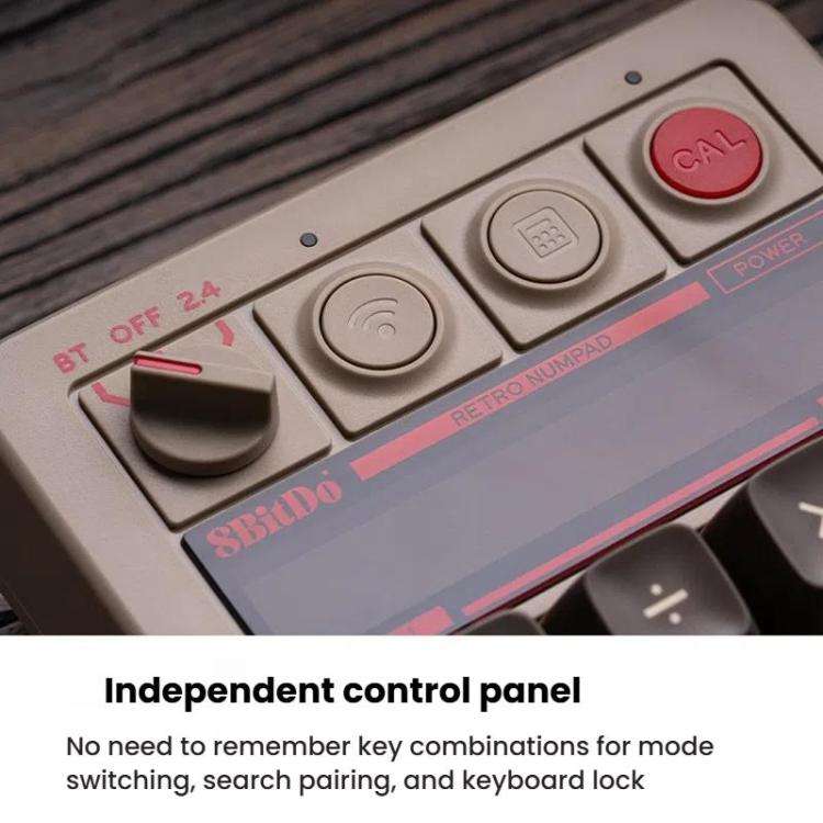 8BitDo Retro18 Tri-mode Connection Computer Mechanical Numeric Keyboard Counter 2 In 1(Light Gray...
