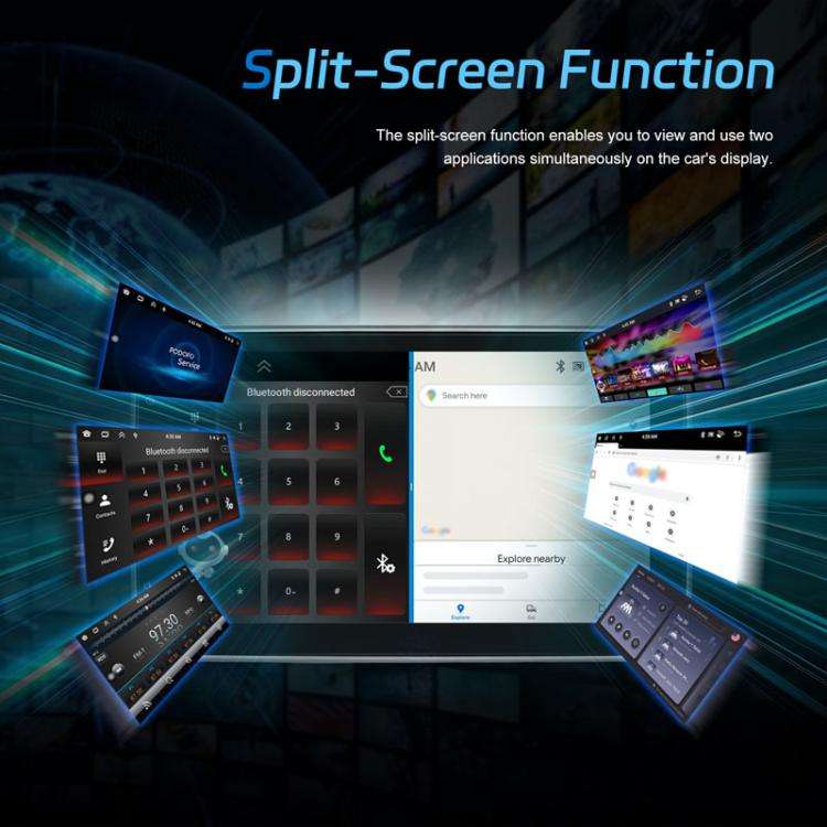 4+64G 10 Inch Android 13.0 Universal Player Car Reversing Center Control Integrated Machine(Stand...