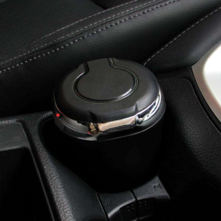 N09A Car Removable Cigarette Ashtray With Light And Lid(Silver)