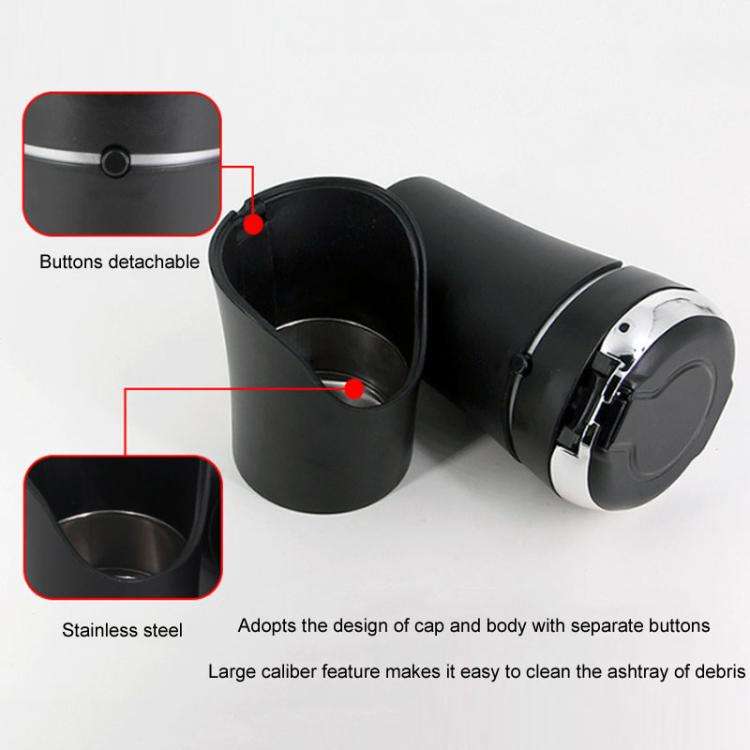 N09A Car Removable Cigarette Ashtray With Light And Lid(Silver)