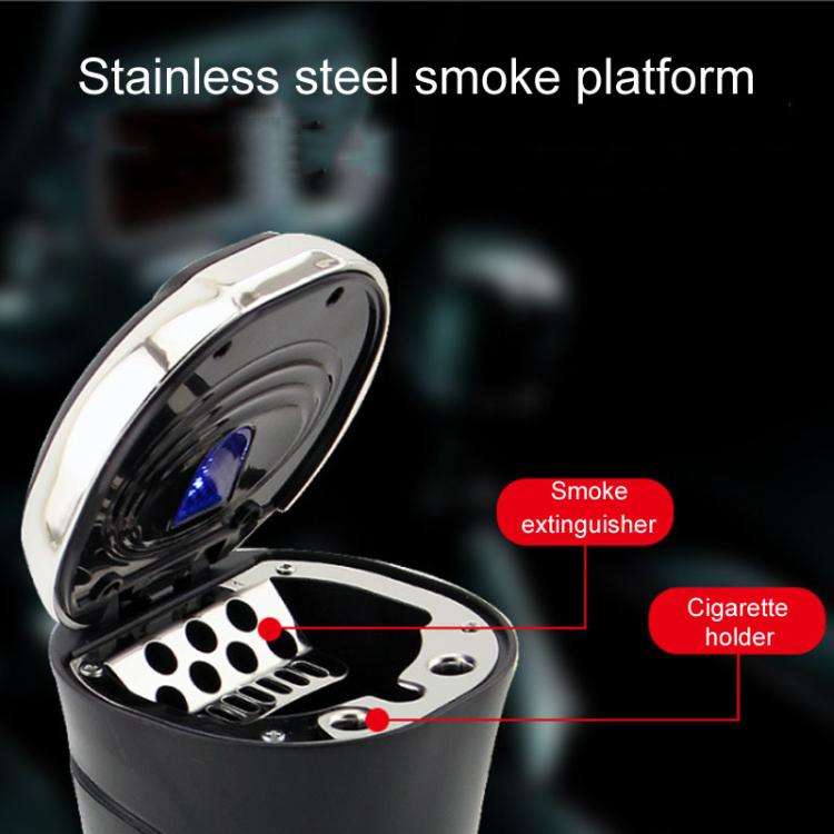N09A Car Removable Cigarette Ashtray With Light And Lid(Silver)