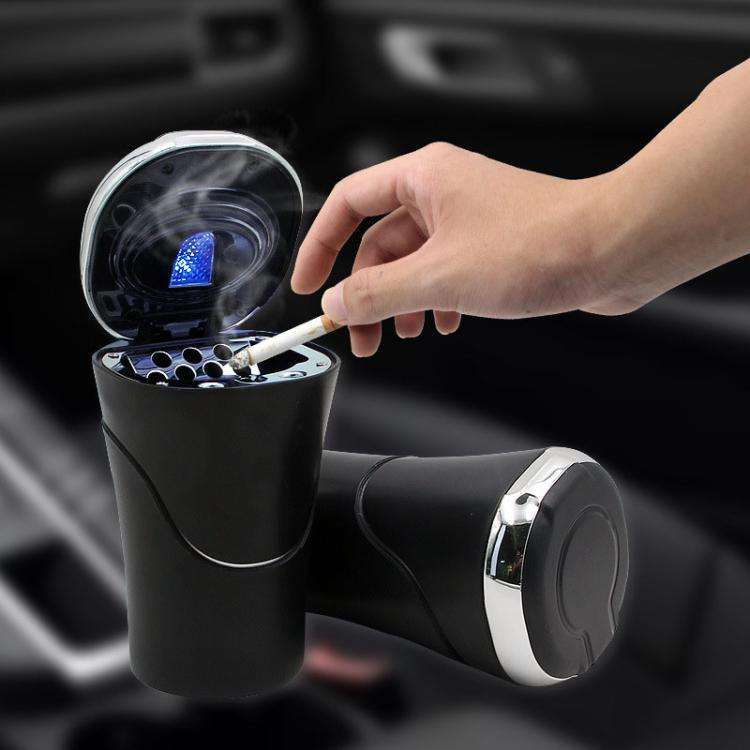 N09A Car Removable Cigarette Ashtray With Light And Lid(Silver)