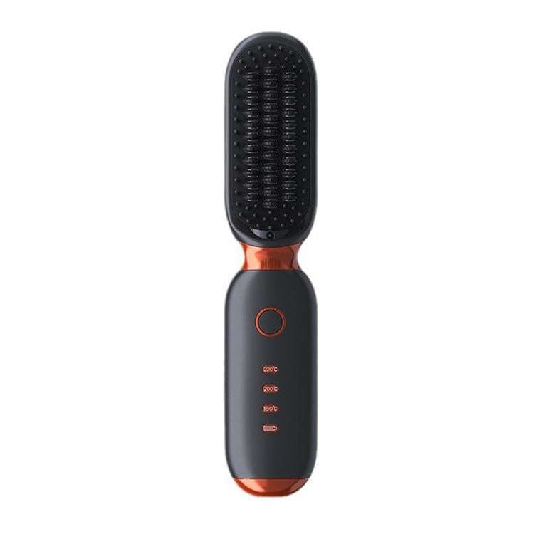 Portable Rechargeable Negative Ion Straightening Comb Straightening and Curly Comb(Black Red)