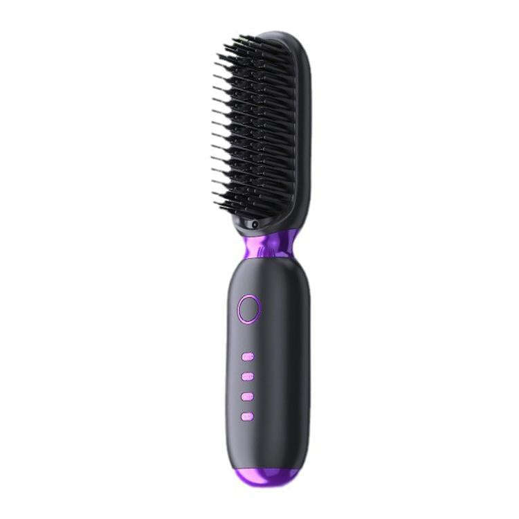 Portable Rechargeable Negative Ion Straightening Comb Straightening and Curly Comb(Black Purple)