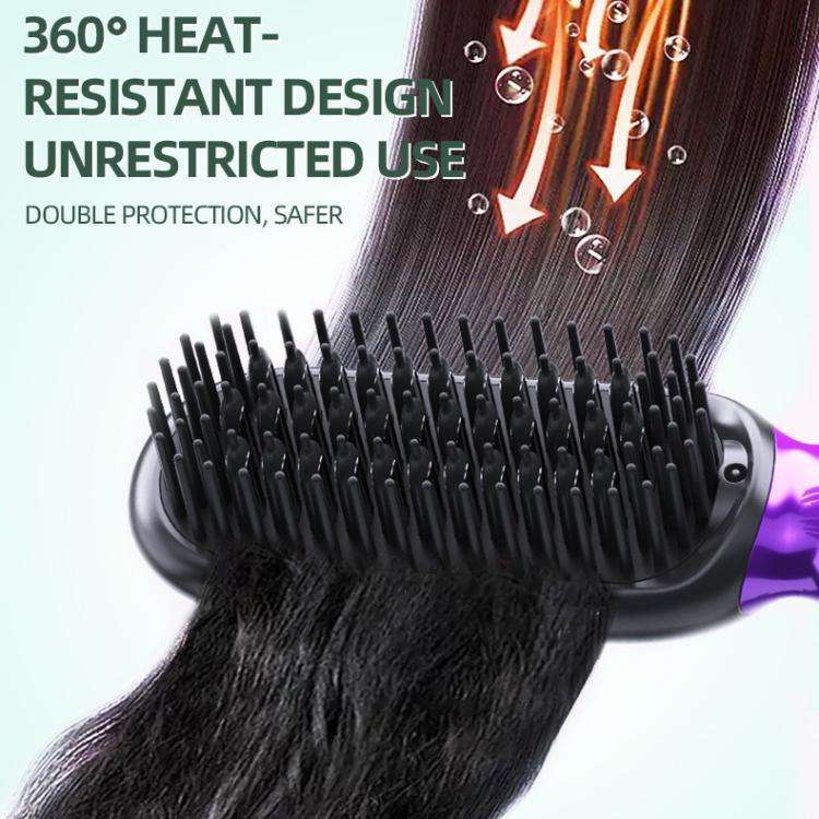Portable Rechargeable Negative Ion Straightening Comb Straightening and Curly Comb(Black Purple)
