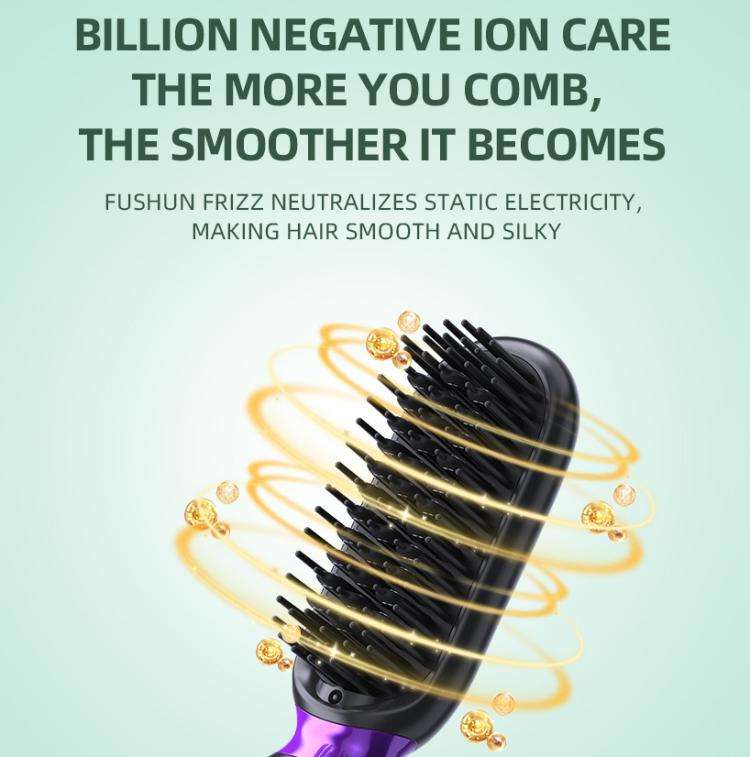 Portable Rechargeable Negative Ion Straightening Comb Straightening and Curly Comb(Black Purple)
