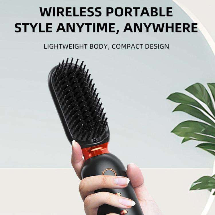 Portable Rechargeable Negative Ion Straightening Comb Straightening and Curly Comb(Black Purple)