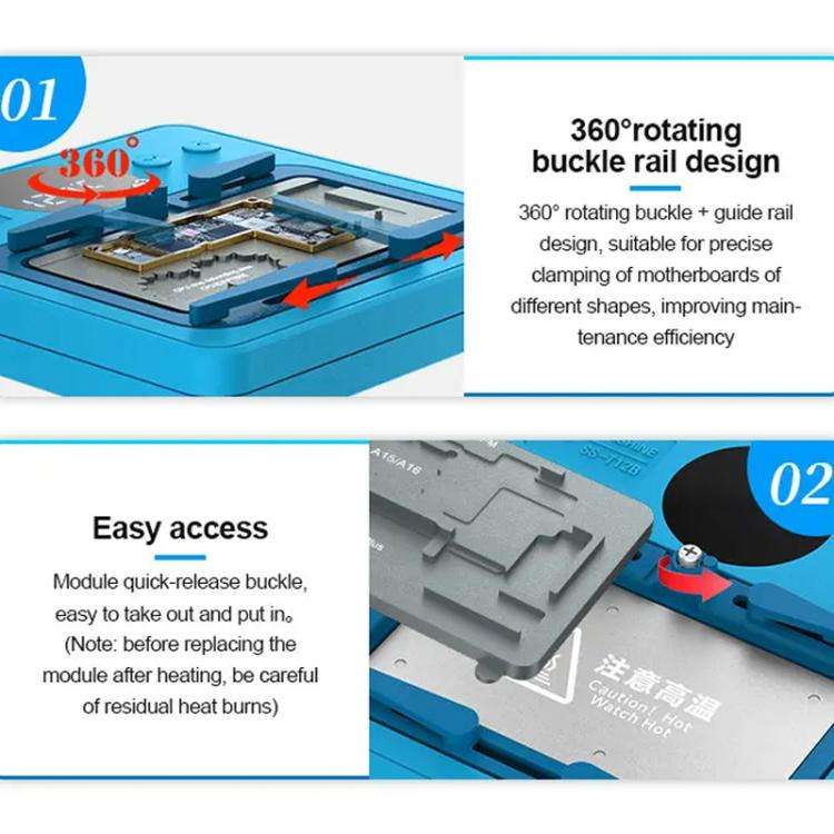 SUNSHINE SS-T12B 9 In 1 Mobile Phone Motherboard Smart Repair Heating Platform Kit Support IP7G-1...
