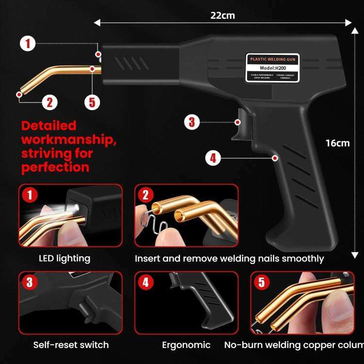 Rechargeable Car Bumper Plastic Repair Welding Machine, Specification: Black+800 Welding Nails