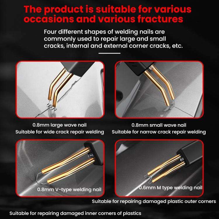 Rechargeable Car Bumper Plastic Repair Welding Machine, Specification: Black+200 Welding Nails