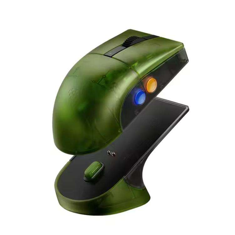 8BitDo Retro R8 Green Translucent Wireless Mouse With Charging Base