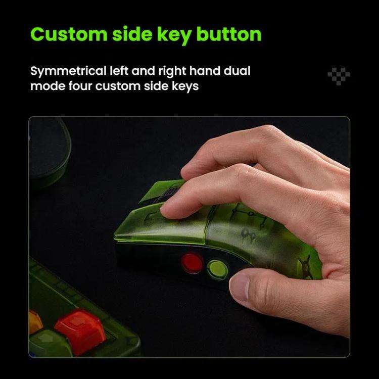 8BitDo Retro R8 Green Translucent Wireless Mouse With Charging Base