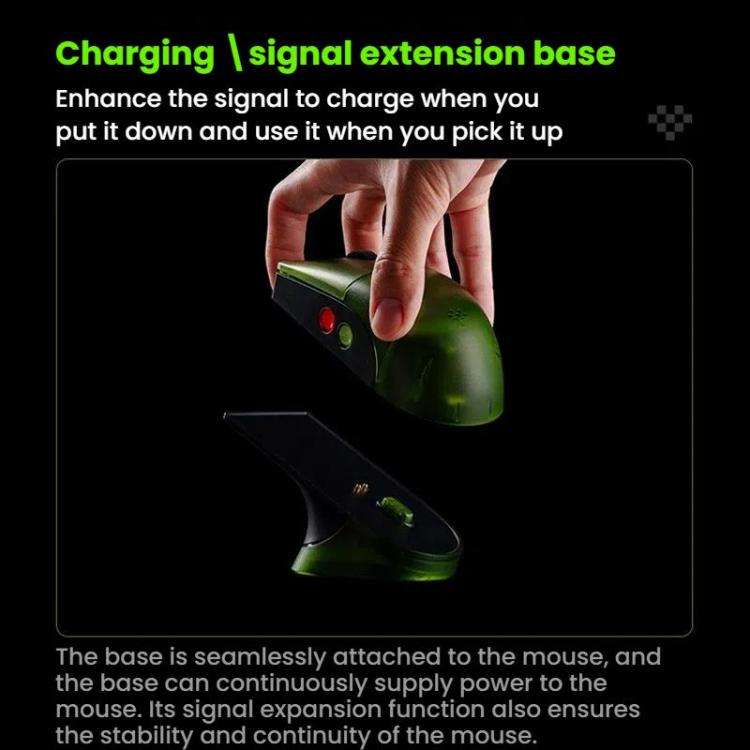 8BitDo Retro R8 Green Translucent Wireless Mouse With Charging Base